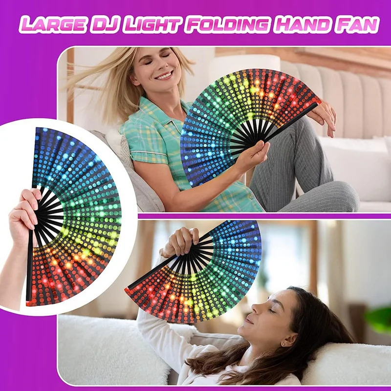 4 Pcs Rainbow Sequins Pride Foldable Fan Folding Hand Fan For Adults Drag Queen Festival Fan Chinese