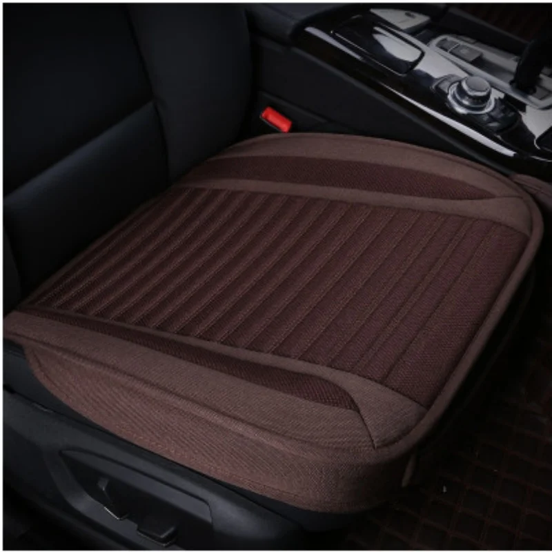 Flax Car Seat Cushion Anti-skid Pads For Main And Co-pilot Seats Four Seasons All-Inclusive Fabric Seat Cover Auto Accessories