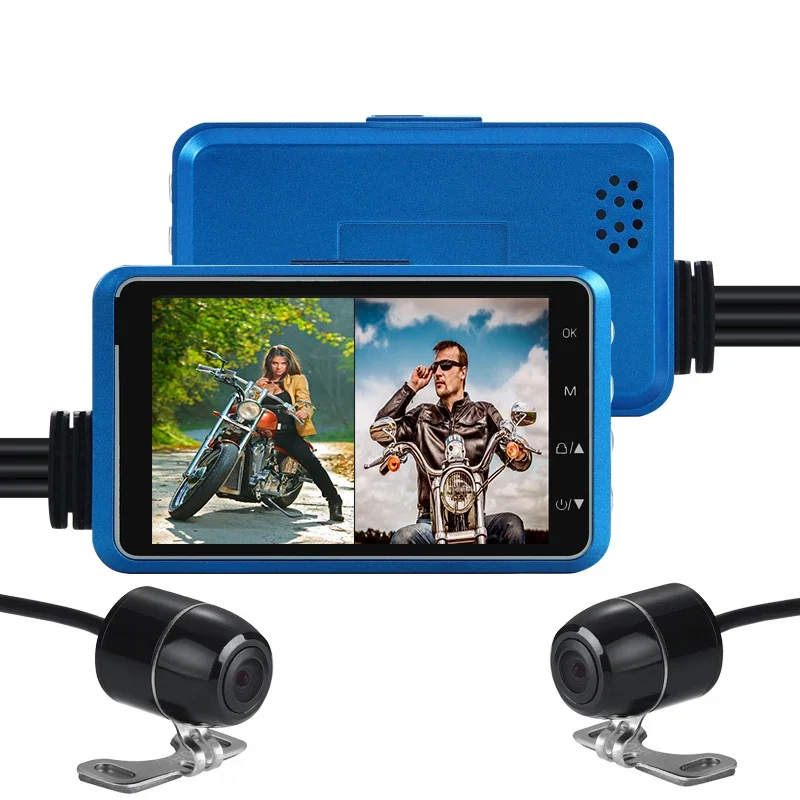 WiFi GPS Motorcycle DVR Dash Cam Full HD 1080P+1080P Front Rear View Waterproof Motorcycle Camera Black Recorder Box