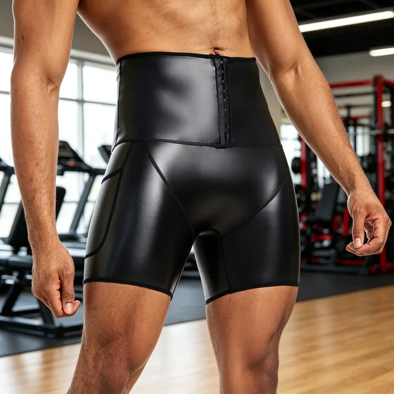 Waist Trainer Leather Trousers High Rise Compression Pants With Butt Lifter For Fitness Workout Running And Casual Daily Wear