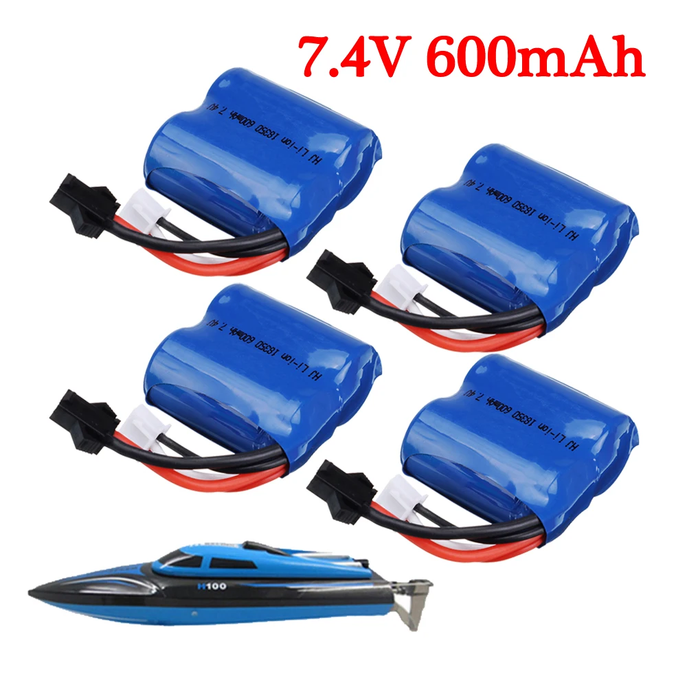 Original 7.4v 600mAh Li-ion battery for H100 H102 2S 18350 7.4v Li-ion Battery for JJRC S1 S2 S3 S4 S5 High Speed RC boat 5pcs