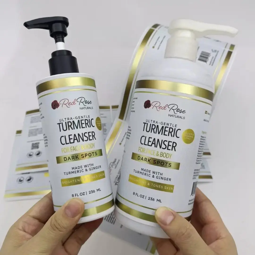

High-quality custom printed gold foil labels, self-adhesive candle jar warning labels