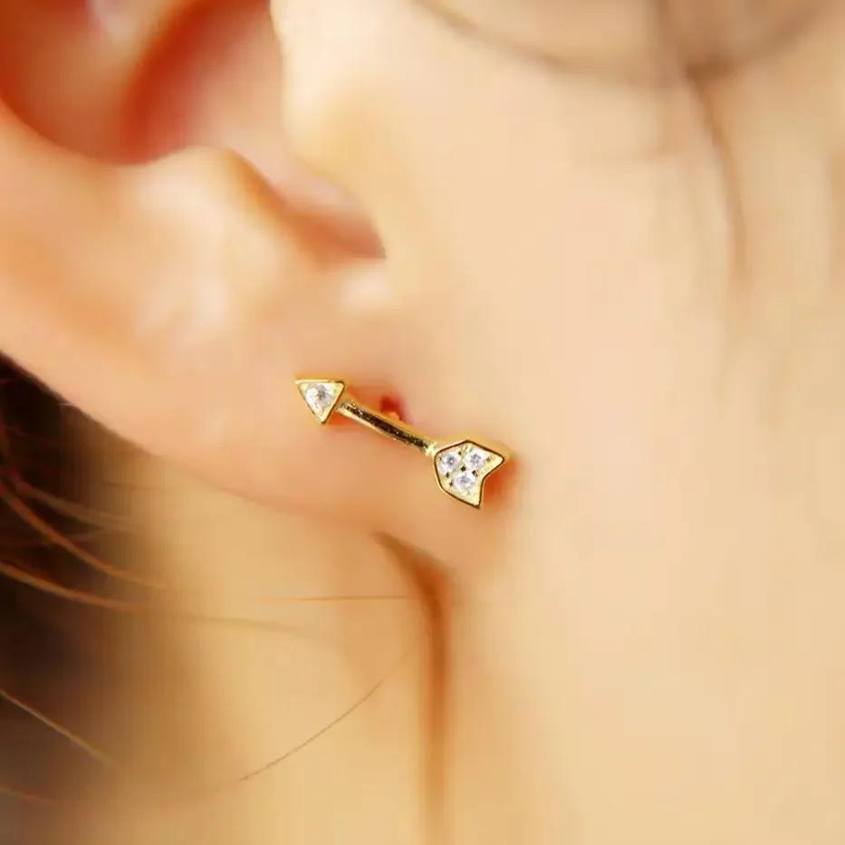 2025 Promotion Rushed Plant Trendy Women Earrings Simple Design Pave Cz Zircon Fashion Jewelry Arrow Cute Girl Stud 925 Earring