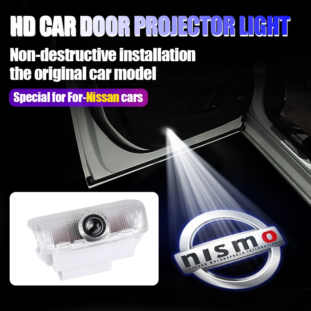 

2Pcs LED Car Door Welcome Light Wireless Projector Lamp Car Decor Accessories For Nissan Nismo PATROL 2012-2017 TEANA 2008-2012