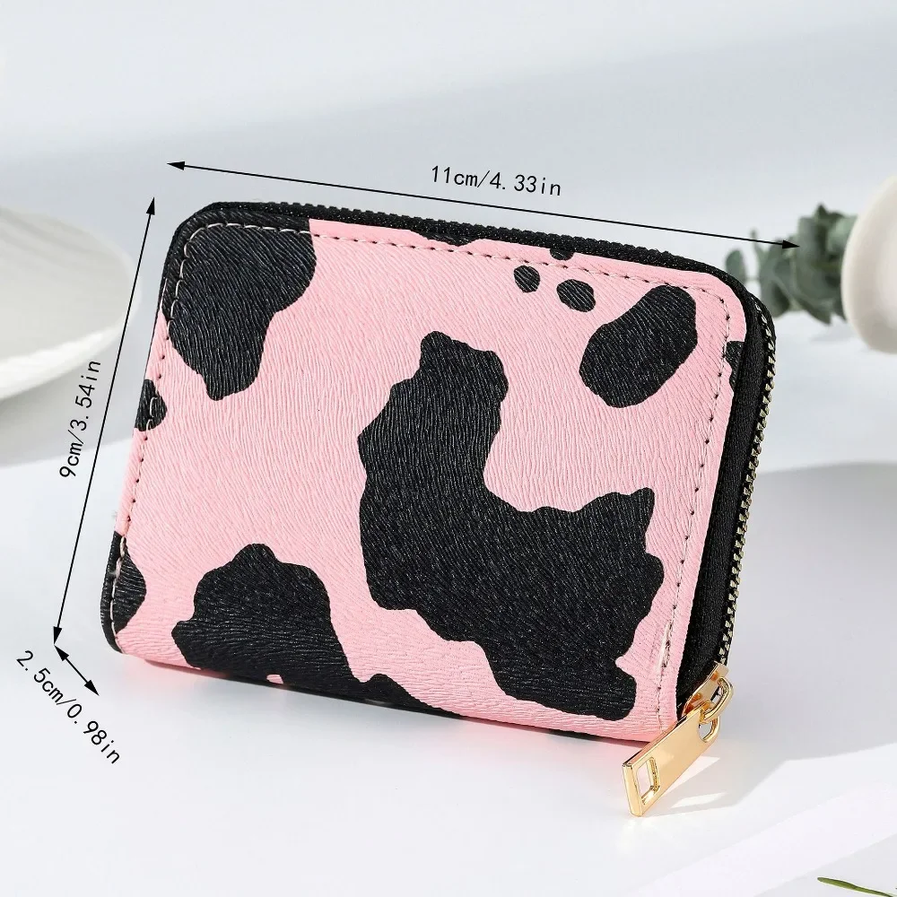 Mini PU Wallet Women Fashion Vintage Cow Pattern Card Holder Female Casual Versatile Coin Purse Girls Durable Card Wallet