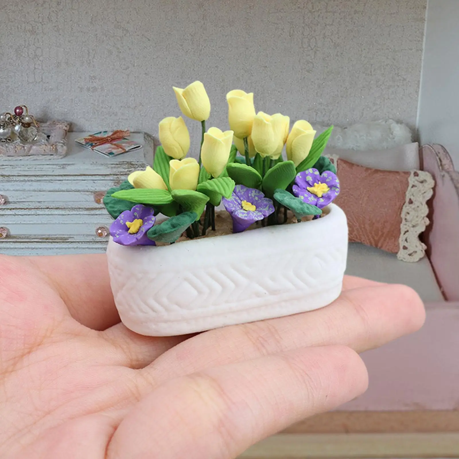 

Миниатюрное цветочное украшение кукольного домика 1:12 для декора балкона витрины