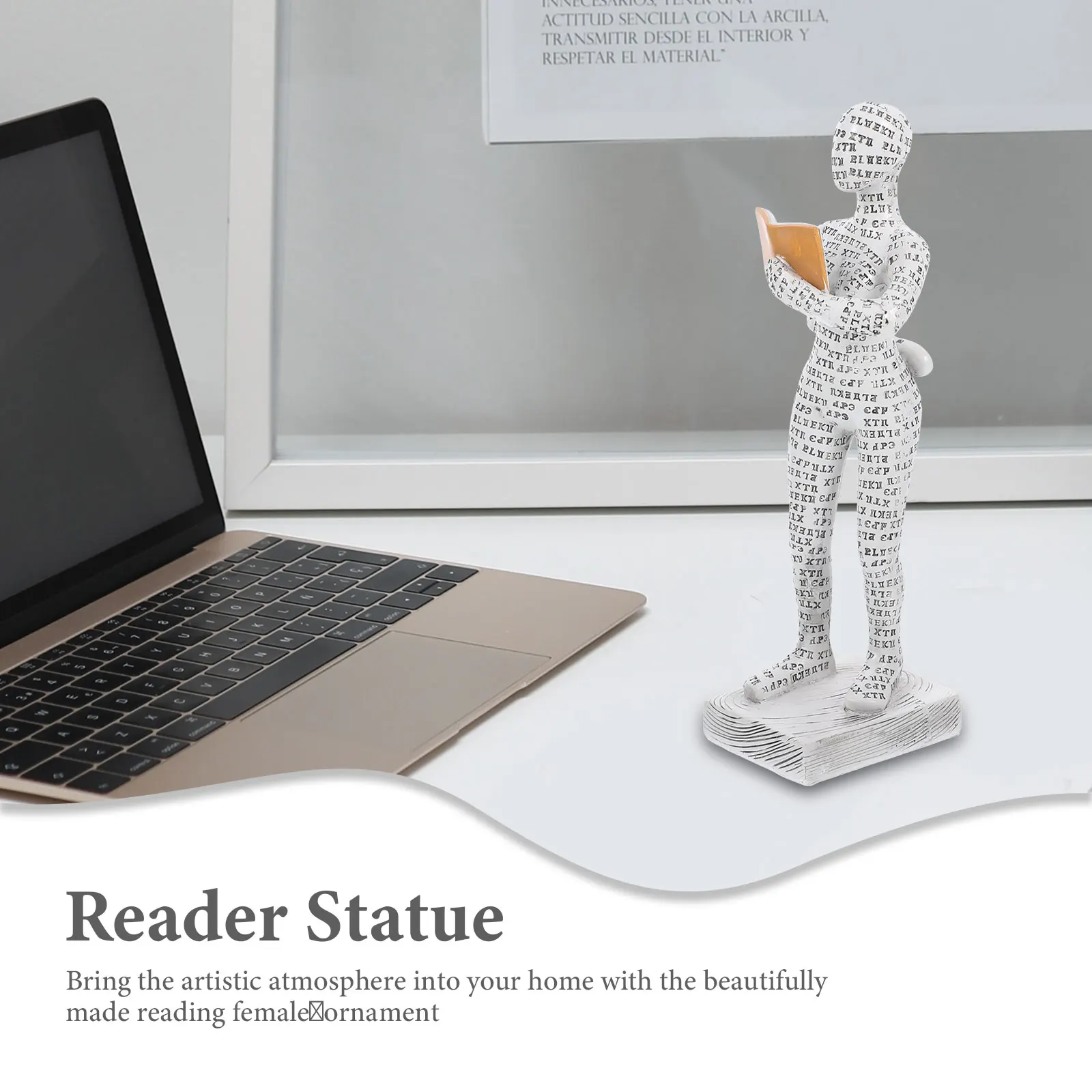 

Abstract Resin Reading Woman Statue Desktop Ornament Smooth Surface Reader Figure Home Decor Abstract Bookshelf Figure