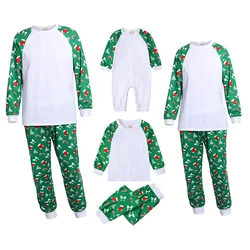 New Autumn Winter Parent-Child Matching Clothes Sublimation Blank Christmas Family Pajamas Set Xmas Look Pyjamas For DIY Print