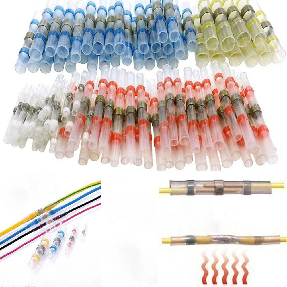 

100pcs Heat Shrink Solder Sleeves Wire Crimp Butt Terminals Waterproof Connectors