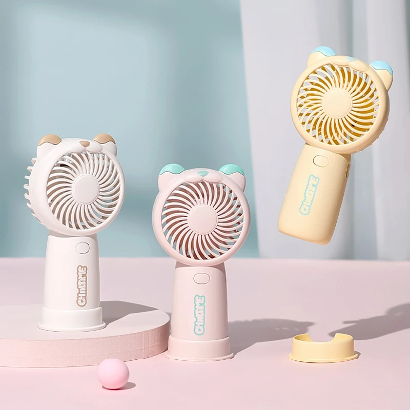 Portable Handheld Fan for Travel Outdoor Personal Cooling Fan with Lanyard USB Rechargeable Cute Bear Style Mini Desk Fan view 2