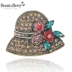 Beaut&Berry Rhinestone Hat Brooches for Women Unisex Beautiful Pins Casual Party Accessories New Year Gifts Friends Decoration