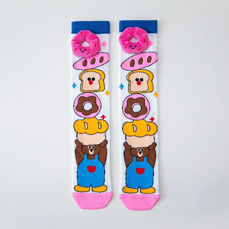 Cartoon-Kniestrümpfe für Kinder, Lustige 3D-Donut-Eiscreme-Kindersocken, Lange Kniestrümpfe, Weiche Baumwollstrümpfe für Jungen und Mädchen – Detail 8