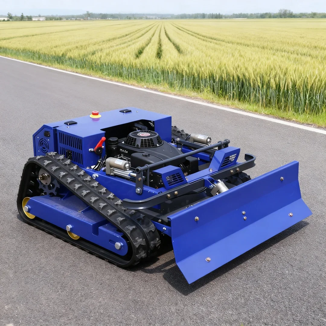 

Индивидуальная гусеничная сельскохозяйственная газонокосилка — интеллектуальный робот промышленного класса с дистанционным управлением и лопаткой для снега