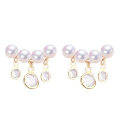 ZHBORUINI Natural Freshwater Pearl Earrings 14K Gold-Plated Dynamic Tassel Multi Bead Earrings S925 Pure Silver Needle Female