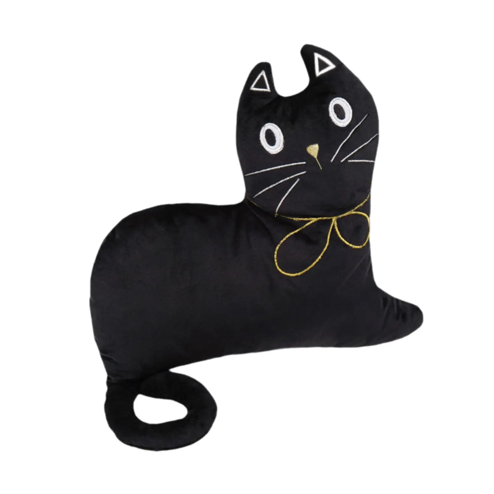 Halloween Decoration Black Cat Hug Pillow Plush Toy Lovely Lightweight 32x39cm for Bedroom Versatile Couch Pillow Bed Pillow