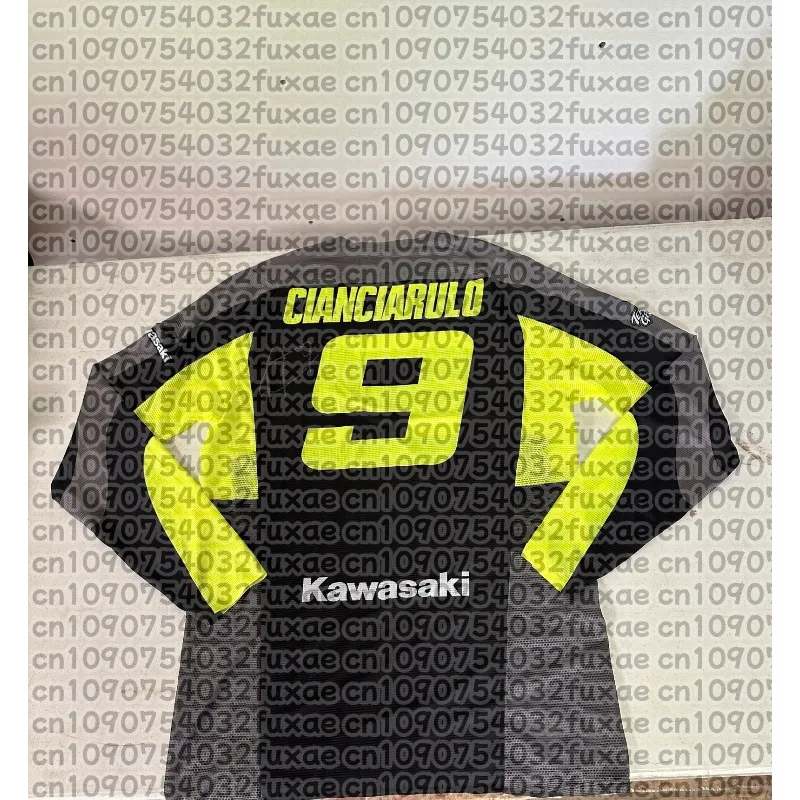 

Summer Men's Long Sleeve Round Neck T-Shirt Kawasaki 9# Motorcycle Print Breathable Quick Dry Comfortable Sports Top