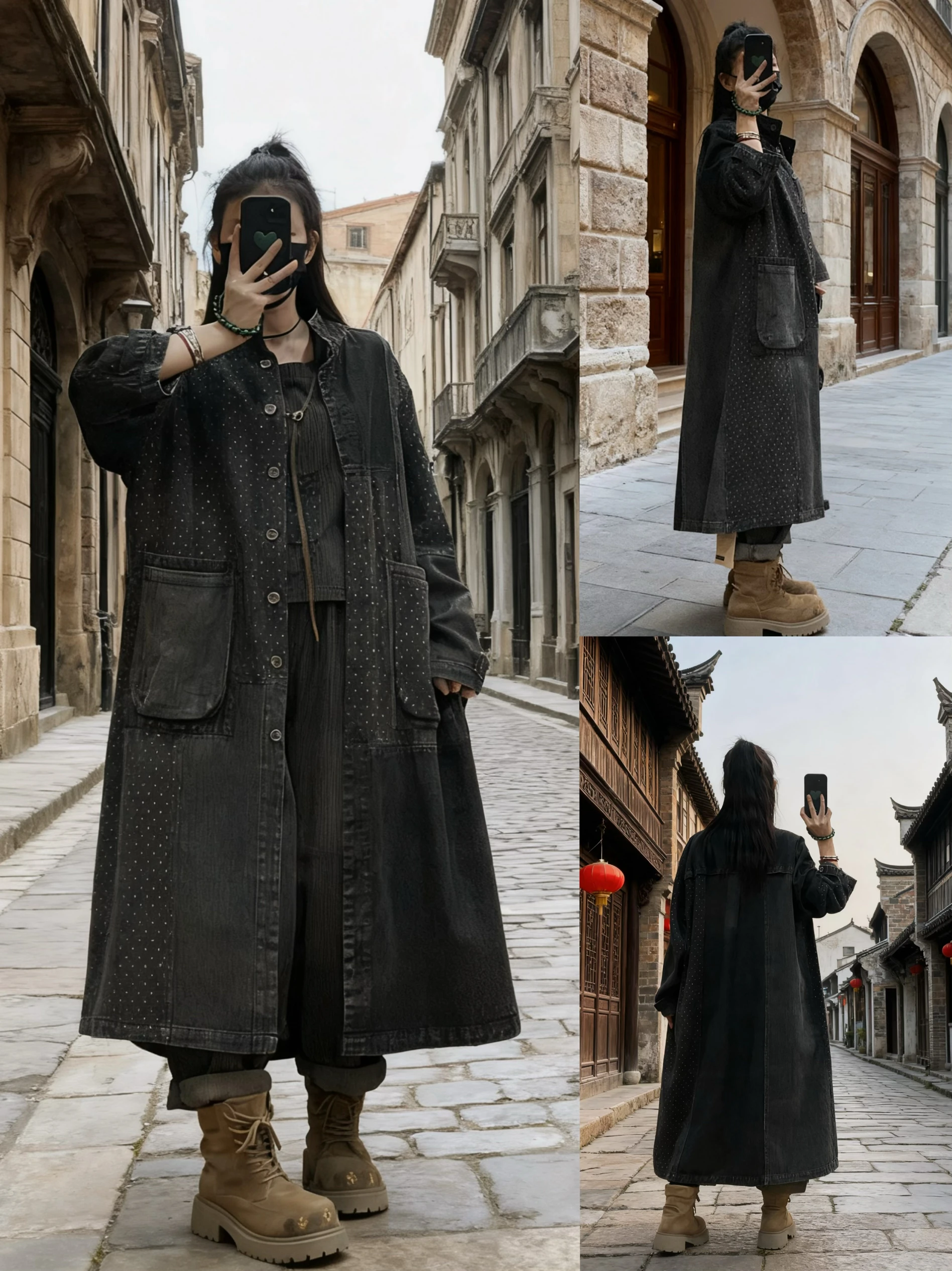 

Джинсовое пальто в стиле ретро, женское весенне-осеннее свободное повседневное лоскутное цветное длинное пальто с воротником-стойкой на пуговицах