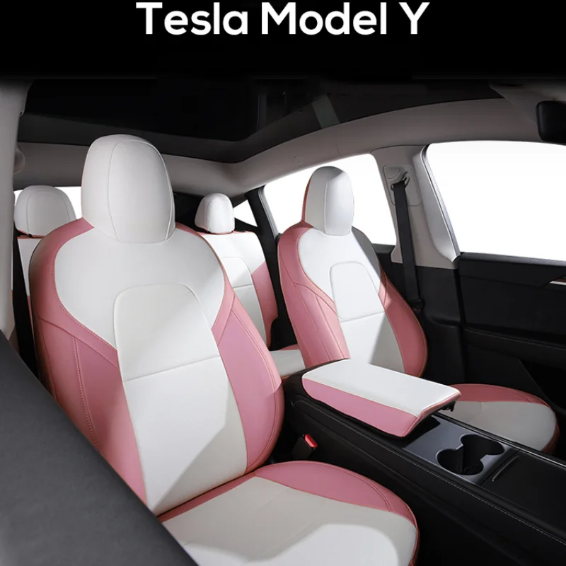 Voor Tesla Model Y Op Maat Gemaakte Autostoelhoes Accessoires Voor Tesla Y 360 Graden Volledig Beklede Duurzame Nappa Lederen Stoelhoes