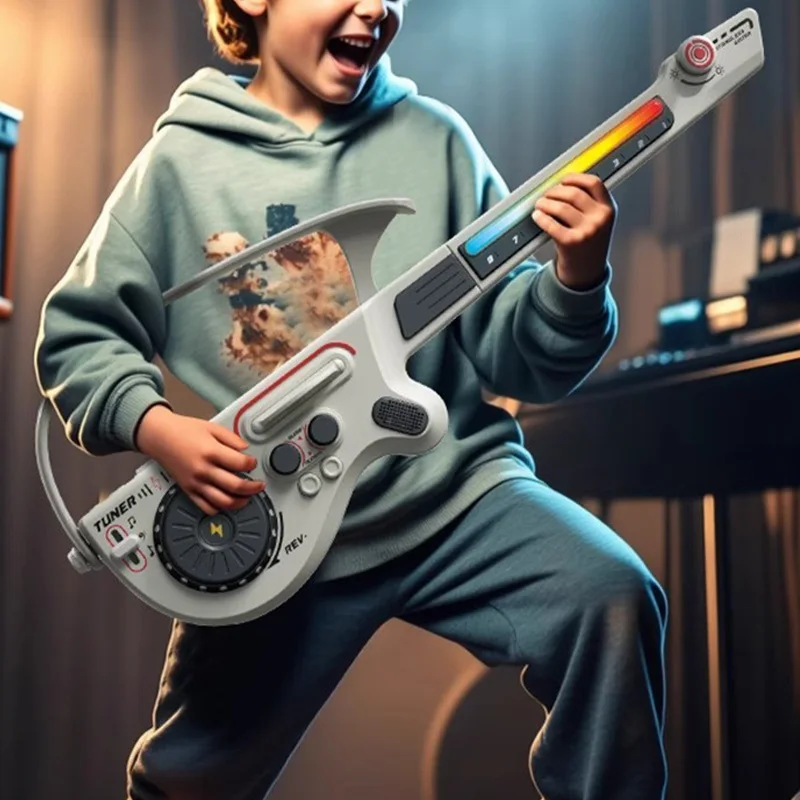 Stringless multifunctionele elektronische gitaar opvouwbaar met DJ Mixer gesimuleerde Bluetooth Smart Bass Cool Running Lights kindercadeau