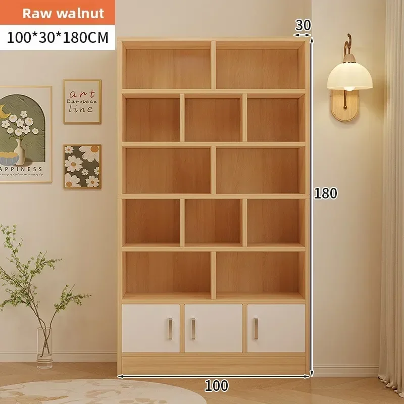 Bookshelf Floor-to-ceiling Wall Storage Integrated Cabinet Household Modern Large-capacity Multi-grid Shelf Bookcase Factory