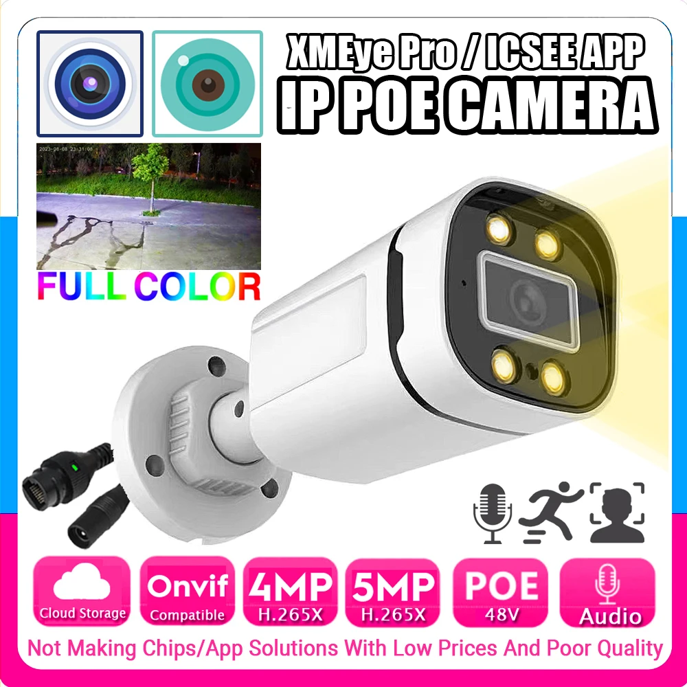 

Audio Full Color IP POE Camera 5MP 4MP Color Night H.265 HD Digital Mic Outdoor Waterproof Onvif Ai Face/Motion Detection Xmeye