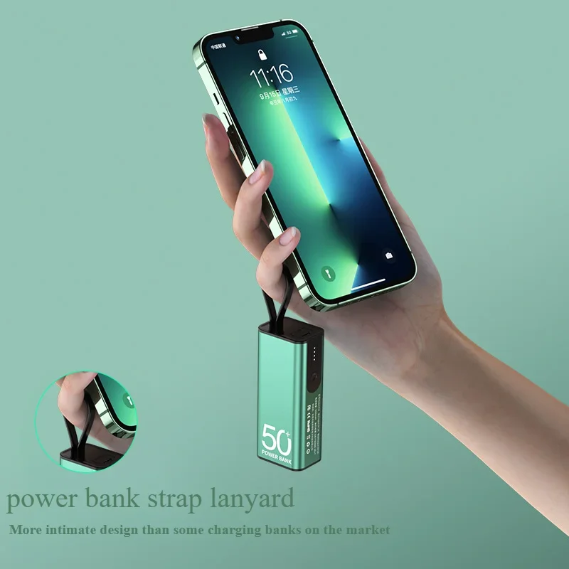 Mini 5000mAh Large Capacity Portable Outdoor Mobile Power Bank Support Fast Charging Built-in LED Flashlight Power Bank