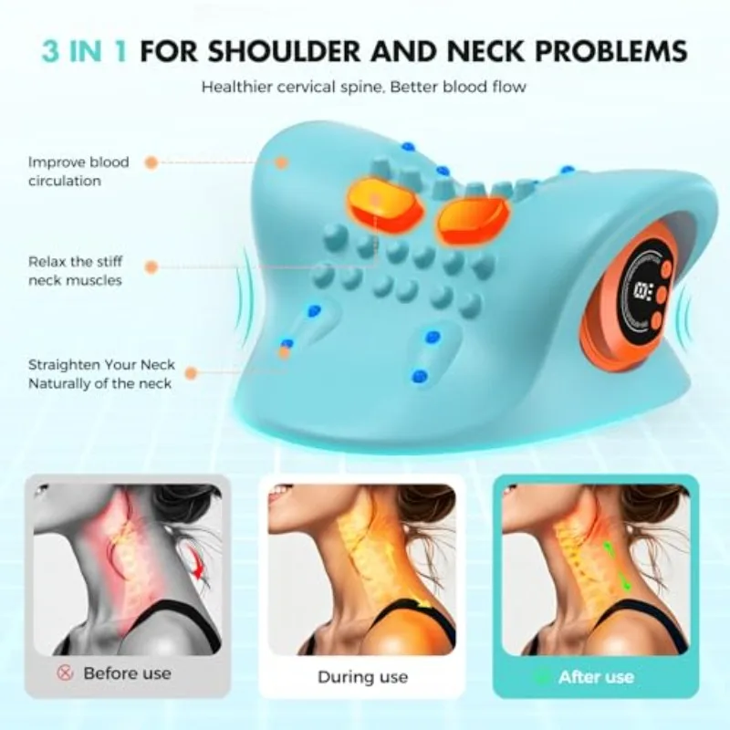USB Rechargeable Deep Tissue Massager, Suitable for Wireless Portable Hot Compress Neck and Shoulder Massagers on the Neck, Back