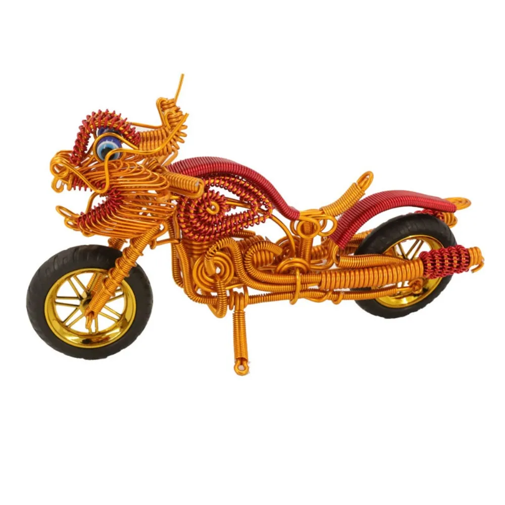 

Aluminum Wire Woven Motorcycle Sculpture Statue Collectible Aluminum Wire Motorbike Model Cartoon Handmad