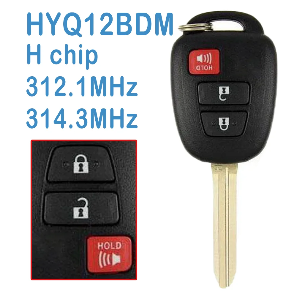 2 Pcs HYQ12BDM Auto Smart Remote 2+1B 312.1MHz-314.3MHz H Chip Car Key Fob For Toyota Prius 2012-2017