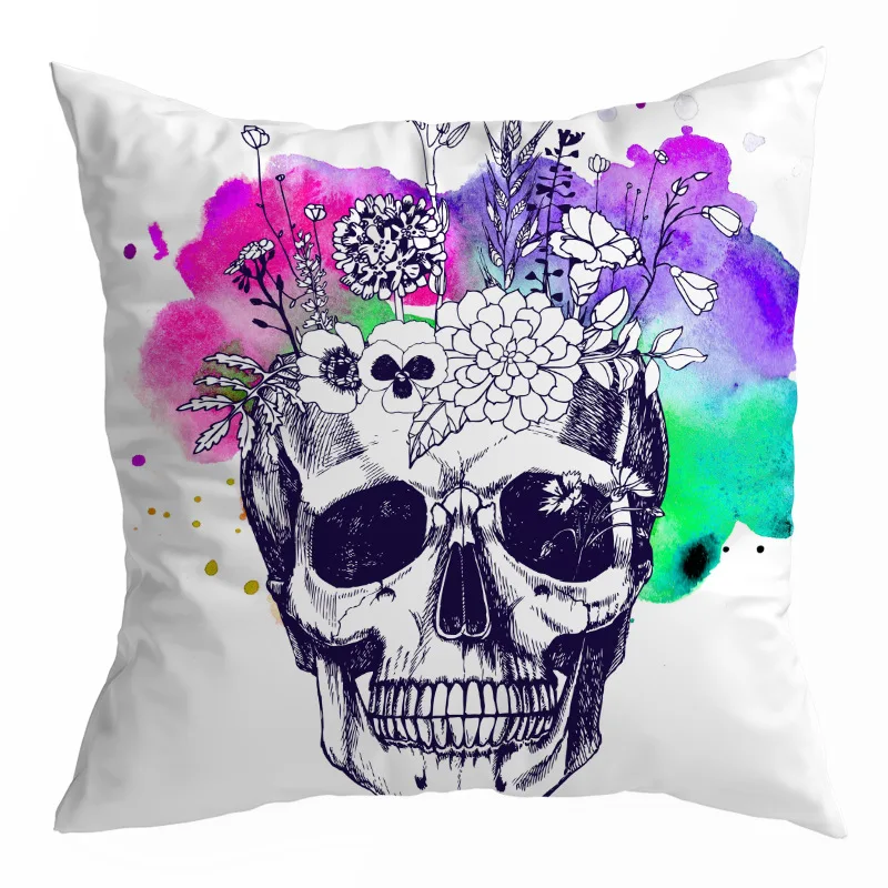 Halloween skull cuddle pillowcase skull ghost bride peach skin velvet cushion cover household items decorative pillowcase