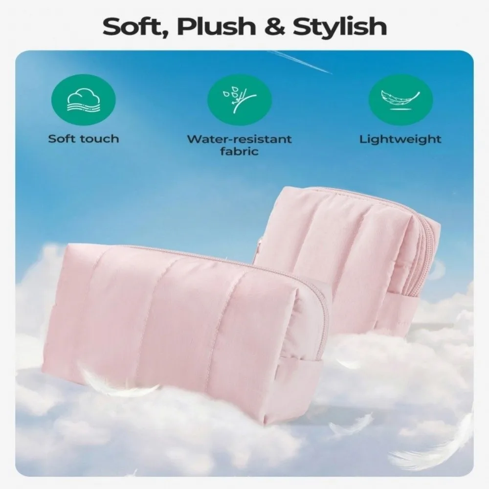 Trendy Large & Small Makeup Bag Set Portable Puffy Cosmetic Organizer Large Capacity Water-resistant Cosmetic Bag Travel