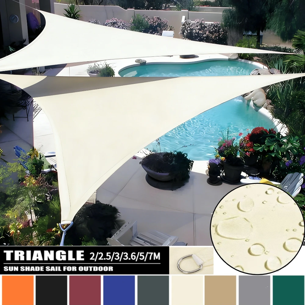 Waterproof Triangle Sun Shade Sail 2/2.5/3/3.6/5/7M Canopy Heavy Duty Shelter Outdoor Shade Cover Awning Outdoor Patio Pool Tent