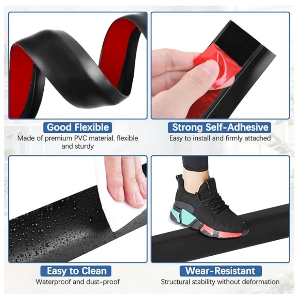 1PC 1M/39.37Inch Self Adhesive Floor Transition Strip Transitiodhesive Floor,PVC Carpet Edging Strip Doorway Edge Trim,Sealing U