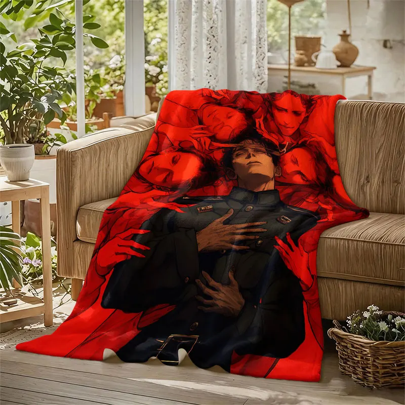 Red Surreal Portrait Flannel Blanket Perfect for Sofa Office Bed Travel Sleep Read Relax Camping Four Season Use