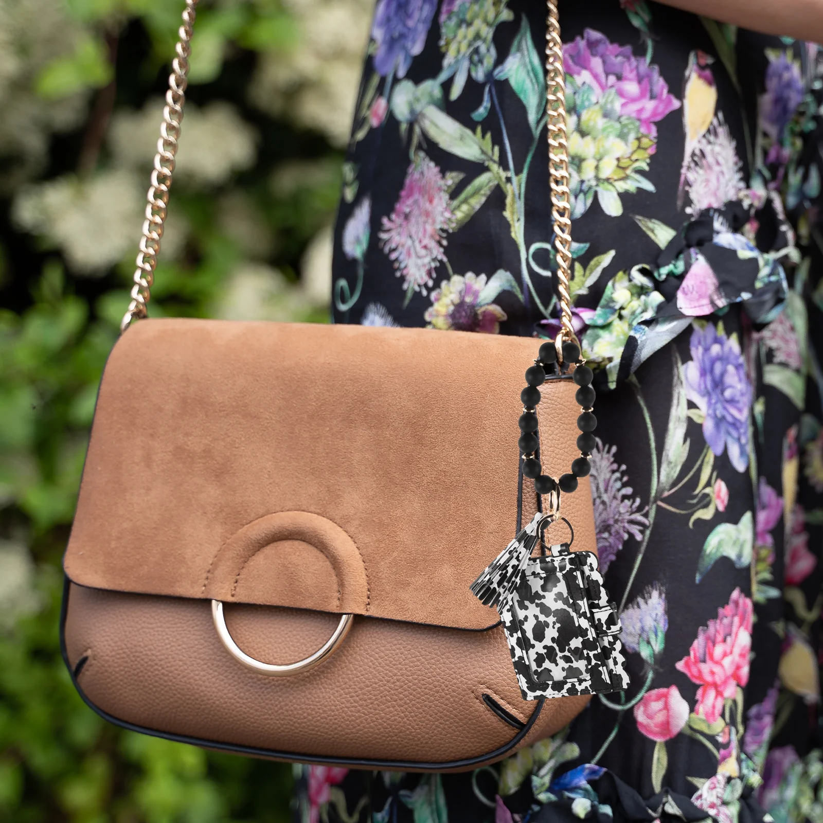 Silicone Beaded Cow Grain Coin Purse Keychain Wallet Card Holder Compact Mini Purse Portable for Daily Use Key Chain Wallet