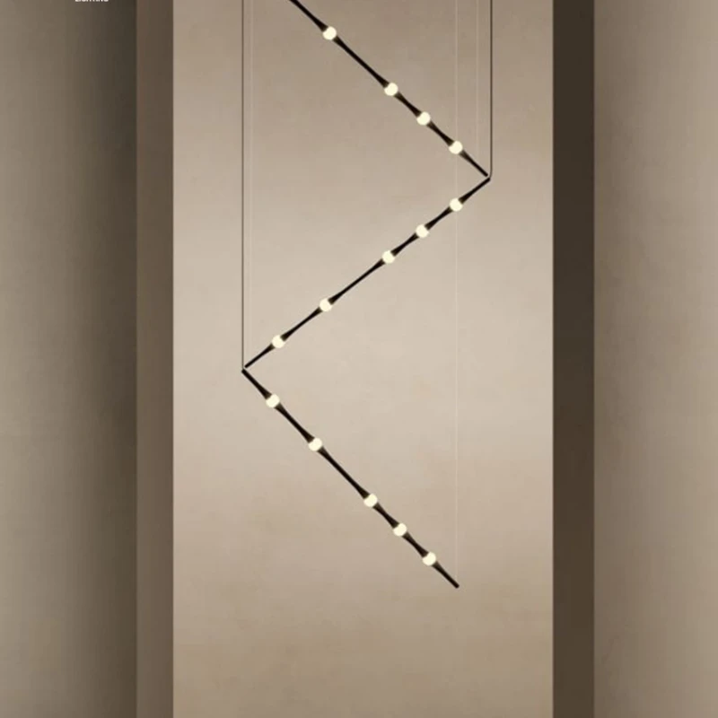 Imagem -05 - Modern Minimalista Long Strip Led Lustre Sala Escadaria Villa Loft Suspensão Luz de Teto Designer Espanhol