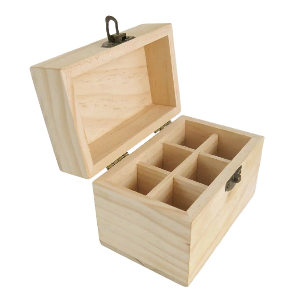 Elegant 6 Grids Essential Oil Organizer Wooden Storage Box for Desk Room Skincare Perfume Bottle Holder Bamboo Rack