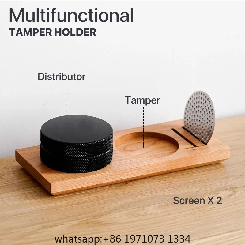 Coffee Tamper Station Espresso Tamper Holder Walnut Wood Support Base, Coffee Filter Storage for 51MM 54MM 58MM Barista Tool