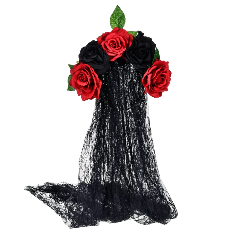 

Day of the Dead Headband Costume Rose Flower Crown Mexican Headpiece