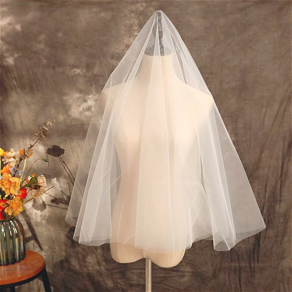 

Simple One Layer Shoulder Length Veil with Cut Edge Wedding Veils Sheer Tulle Veil for Bride Wedding Accessories Marriage Party