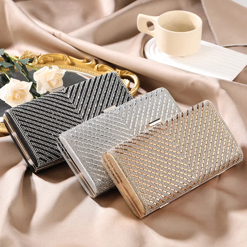 

Luxury Pattern Rhinestone Evening Bags Women's Night Party Clutch Bag Socialite Fashion Square Handbags Classic Glitter Bag