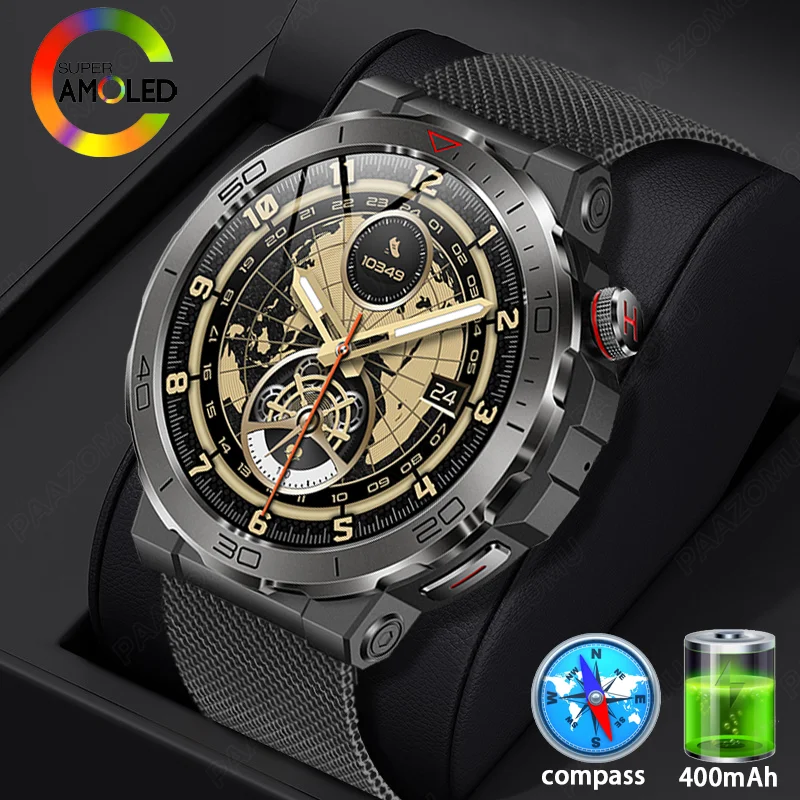 

Men's Outdoor Smart Watch 1.43-inch AMOLED HD Screen Compass Health Monitoring Multiple Sports Modes Waterproof Smart Watch 2024