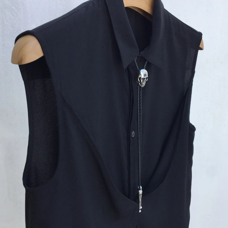 Original designer bolotie aço inoxidável crânio bolo gravata para homem personalidade pescoço gravata acessório de moda
