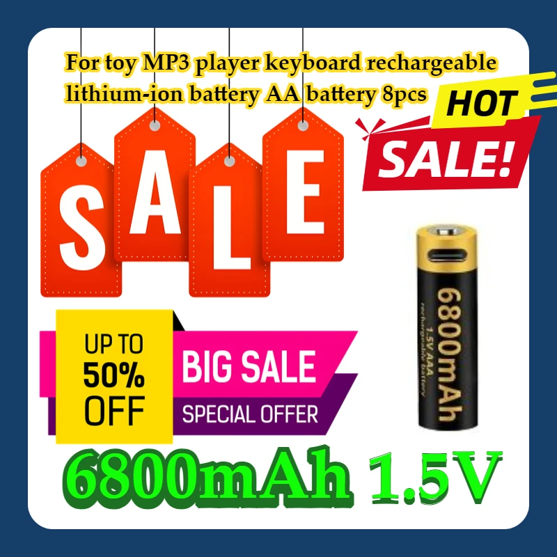 

For toy MP3 player keyboard rechargeable 6800mAh lithium-ion battery 1.5V AA battery 8pcs