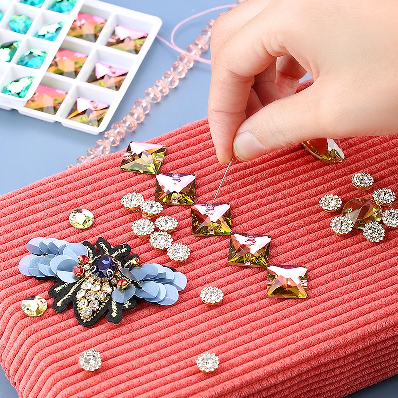 Jet Black Sew On Rhinestone Sewing Crystal Glass Stone Top Quality Stone For Needlework Bag Clothes DIY Design Decoration