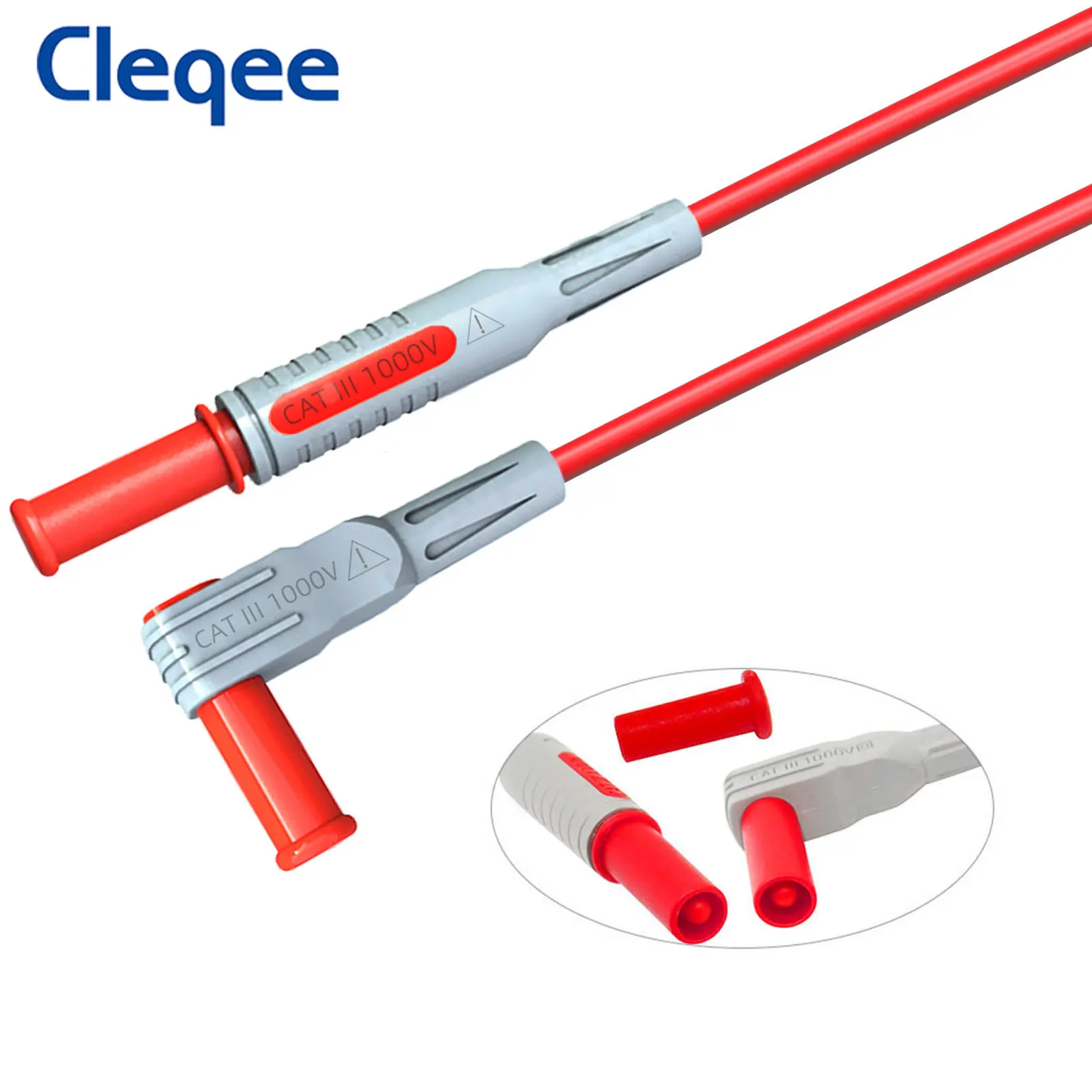 Imagem -02 - Cleqee P1300b 16 Peças mm Plugue Banana Kit de Cabos de Teste de Multímetro Mais Agulhas de Sonda de Teste Substituíveis Mais Clipes de Jacaré Mais Canetas de Sonda de Teste