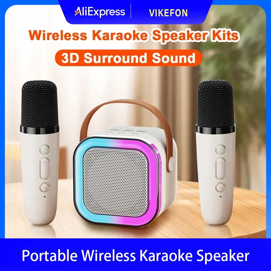 

Portable Karaoke Speaker Wireless with Microphone KTV Speaker Subwoofer with RGB Colorful LED Lights Karaoke Machine for Outdoor