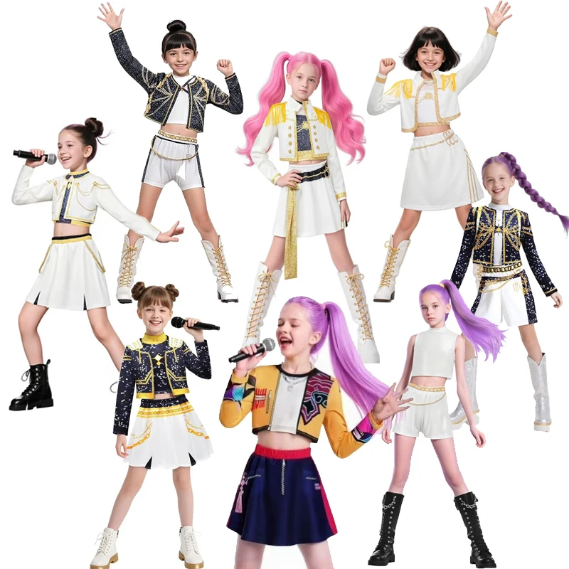 

15 стилей K-Pop для девочек, детский костюм Зои Руми Миры, певцы, комплект костюмов для косплея, нарядное платье, униформа для танцев на Хэллоуин, Рождественский костюм