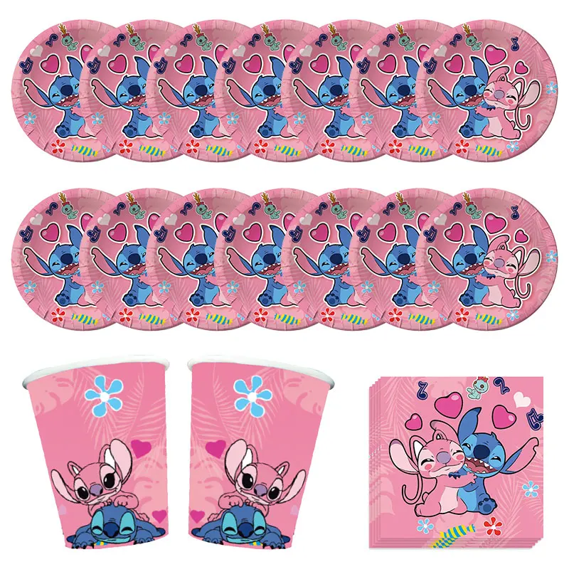 Disney Stitch Geburtstag Dekoration rosa Stich Thema Ballon für Kinder Party Hintergrund Geschirr Set Baby party liefert Mädchen Geschenk