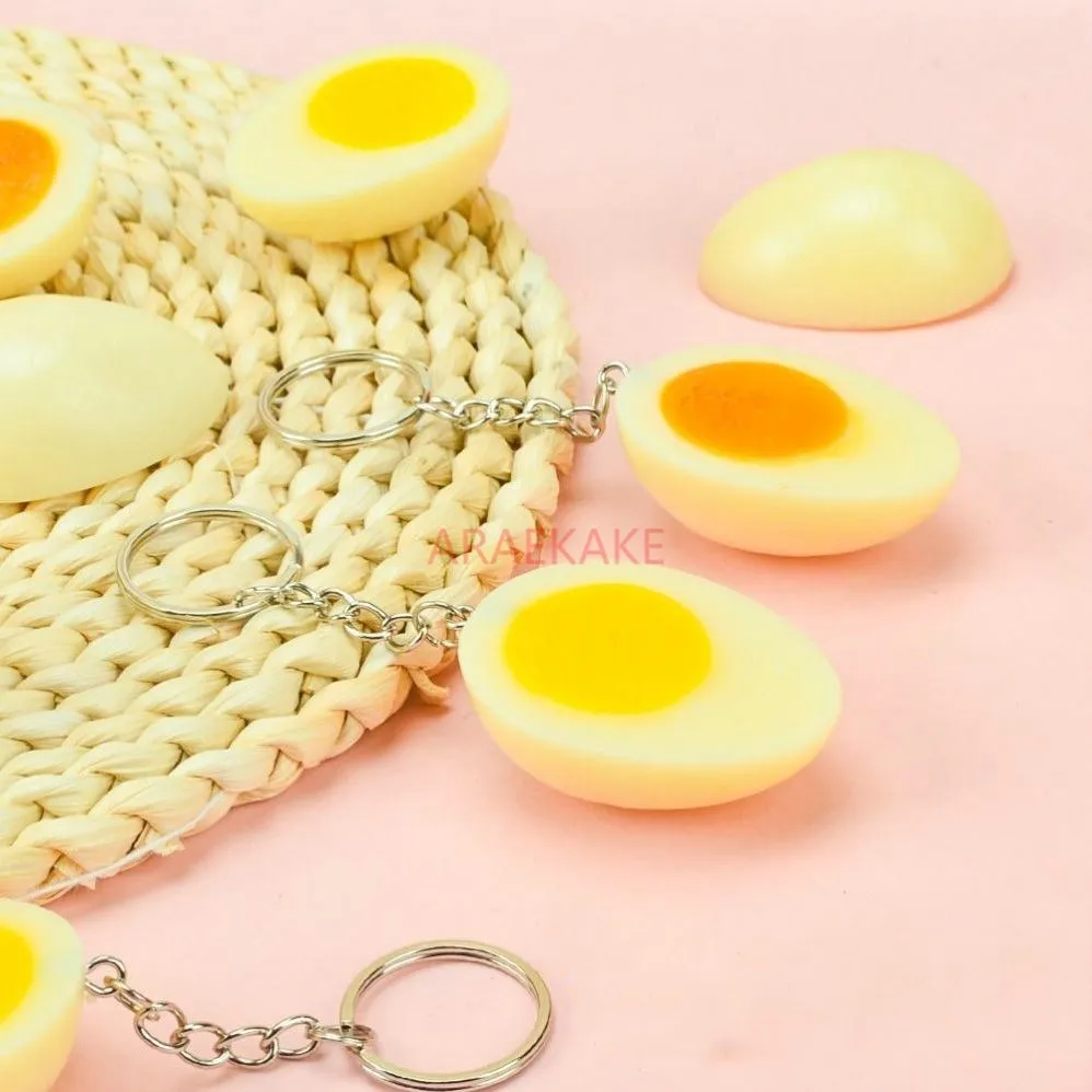 1pcs Simulation food key chain pendant 3D simulation food game egg boiled egg Salted duck egg soft egg model props